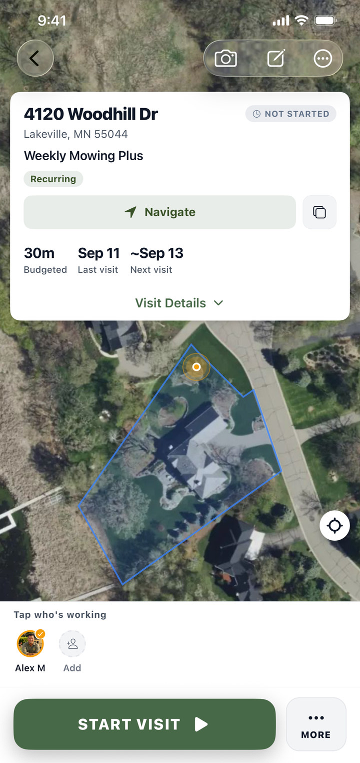A visit on the crew app, over the property map
