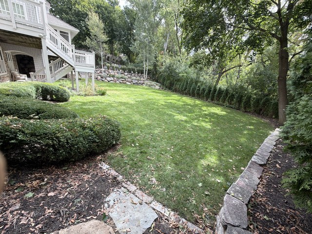 The lawn watered in